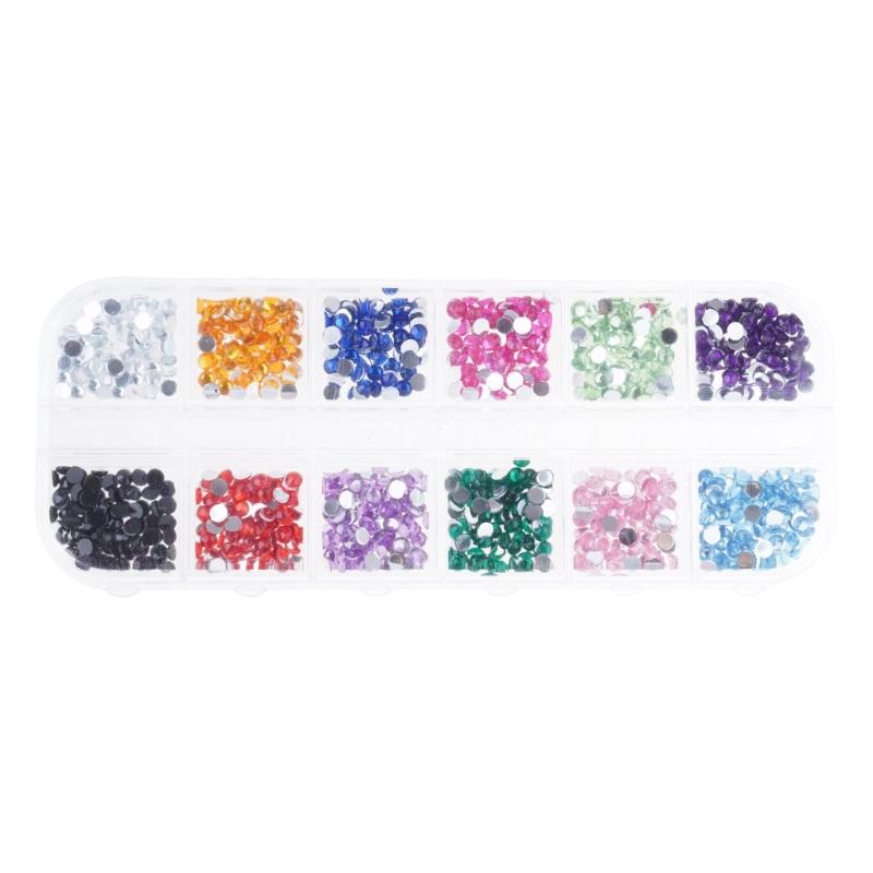 

12 Grids Flat Back Nail Charms Rhinestones Diamond Nail Art Crafts Nail Rhinestones Studs Nail Art Decorations Supplies 1