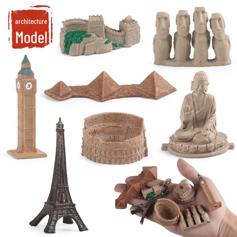 World Architecture Model Set: Great Wall, Temple of Heaven, Big Buddha, Clock Tower, Colosseum, Eiffel Tower, Pyramid
