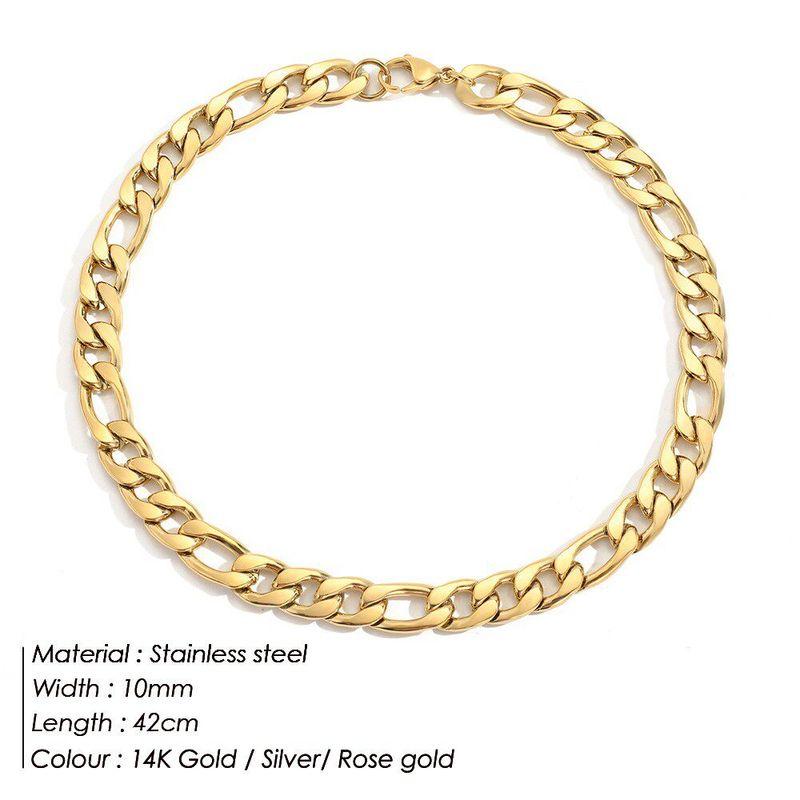 Emanco Ornament Supply Fashion Stainless Steel Accessories Ins Gold Plated Necklace Ladies Clavicle Chain Figaro Necklace