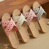 Linen Slippers Home Furnishing Women's Summer Slippers Indoor Hotel Sandals Non-slip Silent Slippers