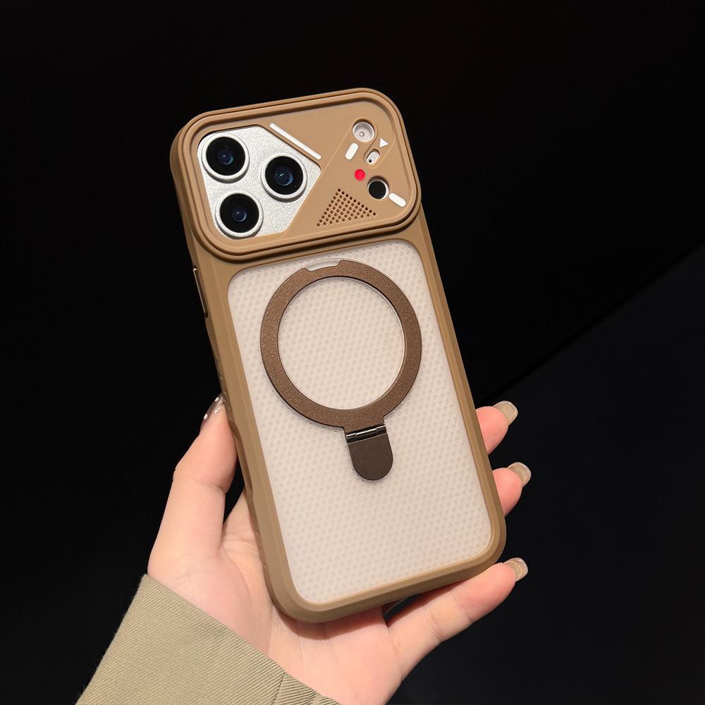 Luxury Matte Soft Frame For Magsafe Holder Case For iPhone 17 16 15 14 13 12 Pro Max 11 17Promax Bracket Shockproof Armor Cover