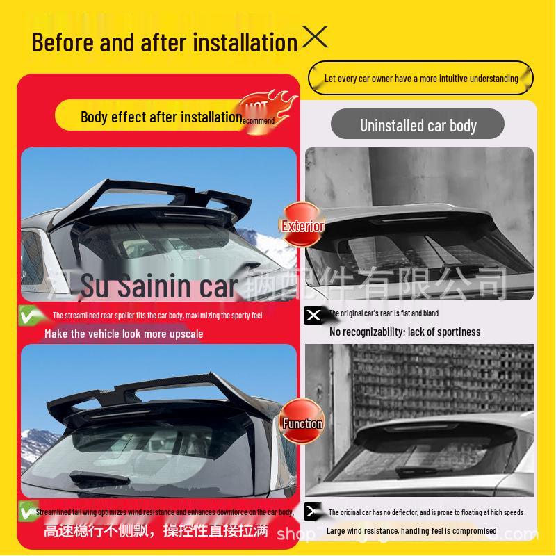 Chery Tiggo 8L Black Warrior GK Style Rear Spoiler - Hole-Free Diffuser