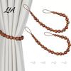 Decorative Curtain Accessories Boho Beaded Tieback, Modern Holder with Adhesive Hook, Room Decor Accents No Drilling Required, Drapery Holdback