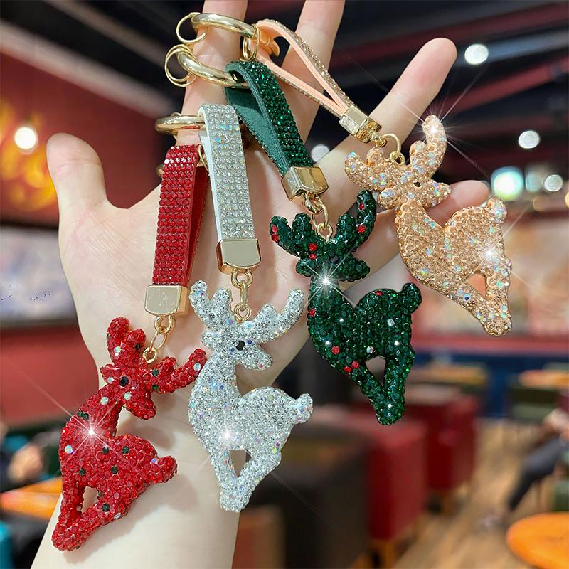 1PC Keychain Ideal Gift Full Rhinestone Design Cute Bag Charm Versatile Pendant Festive Vibe Various Styles