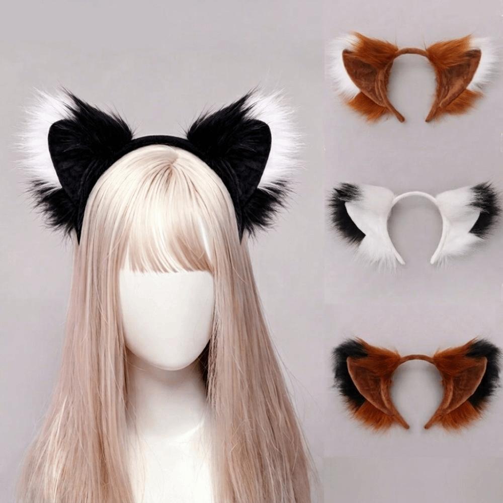 Flexible Faux Fur Cat Ears Fluffy Realistic Texture Animal Headband Festival Gifting