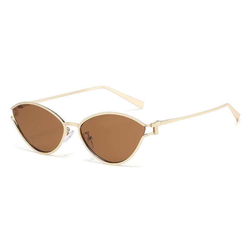 

Fashionable Versatile Gold-framed Sunglasses, Retro Luxury Sun Glasses, Uv-protective Elegant Glasses For Men And Women 8902 коричневый