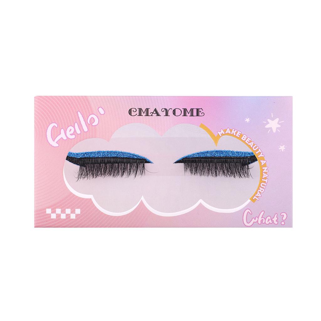 Lazy Self-Adhesive 1 Pair Of Colored Eyeshadow False Eyelashes, Natural Thick Curled Eyelashes