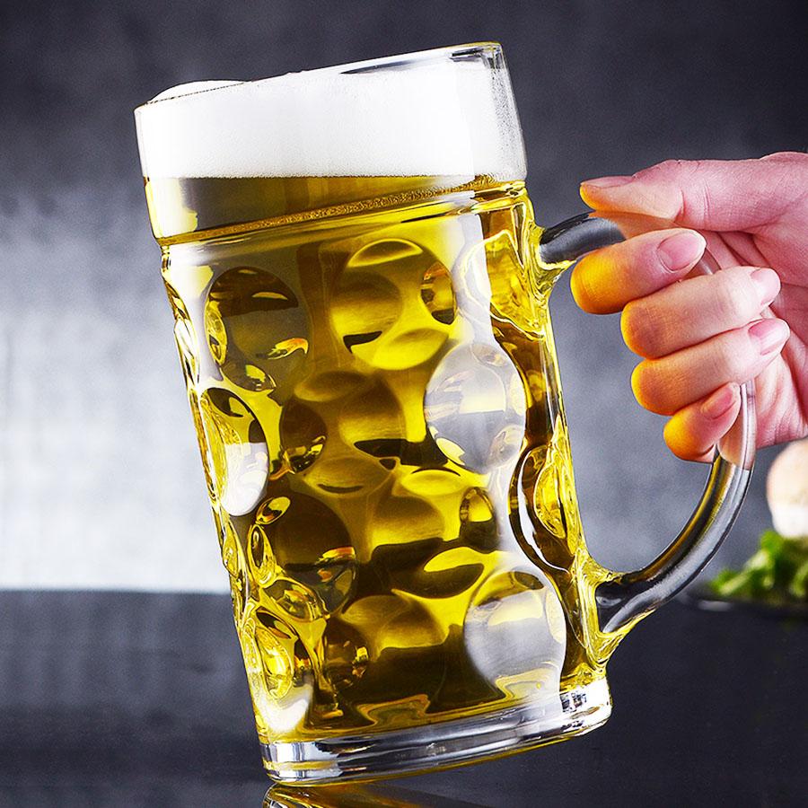 1000ml Transparenter Bleifreier Glas Bierkrug Craft Beer Krug Große Kapazität Glasbecher Heldenbecher 1 Liter Bierkrug