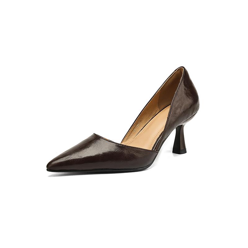 Fashion NEW Spring/Autumn Women Pumps Pointed Toe Thin Heel Shoes Genuine Leather Shoes for Women Concise Shallow Shoes Stiletto Heels