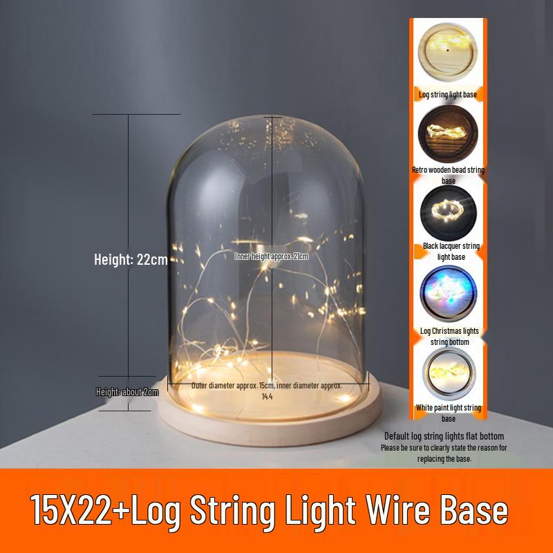 LED Sea Urchin Night Light with Preserved Flower in Glass Cover