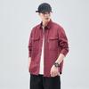 Heavy Washed Cotton Japanese Retro Trendy Brand Loose Casual Shirt Jacket Army Green Dark Gray Jujube