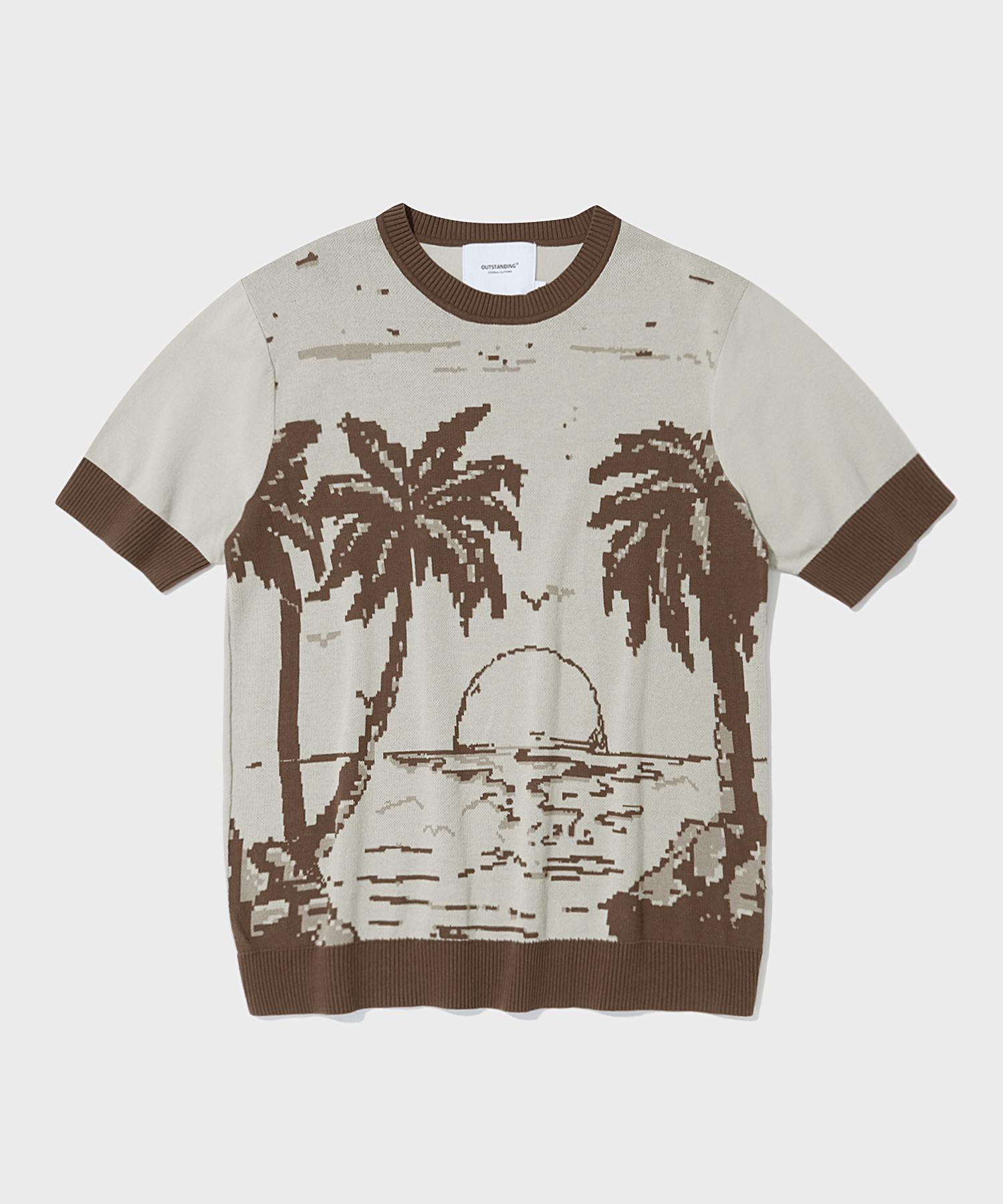 Outstanding Hs Jacquard Knit Palm Tree_Brown Brown/S