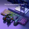 Retro Punk Mechanical Feel Gaming Keyboard & Headset Combo for Desktop/Laptop Gaming