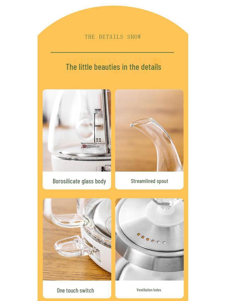 Transparenter elektrischer Wasserkocher mit großem Fassungsvermögen, automatischer Abschaltung und langem Ausguss zum Teekochen