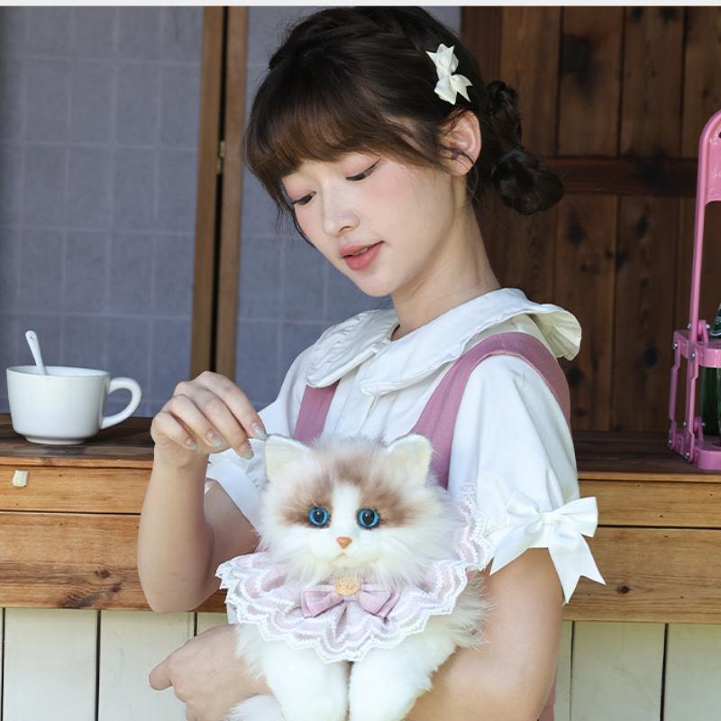 Cute Stuffed Cat Doll Backpack Animal Shaped Plush Cat Backpack for Boys Girls Children School Bag Anniversary Birthday Gift