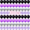 Black Purple Silver Confetti Latex Balloons 20–160 Pack, 12in Decor for Birthday Halloween Wedding