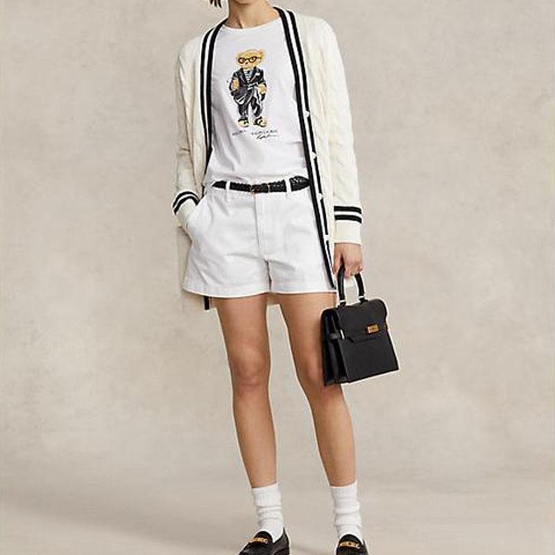 Polo Ralph Lauren SS23 Cartoon Pattern Printed Round Neck Short Sleeve T-Shirt Women Tops White WMPOKNINCU20737-100