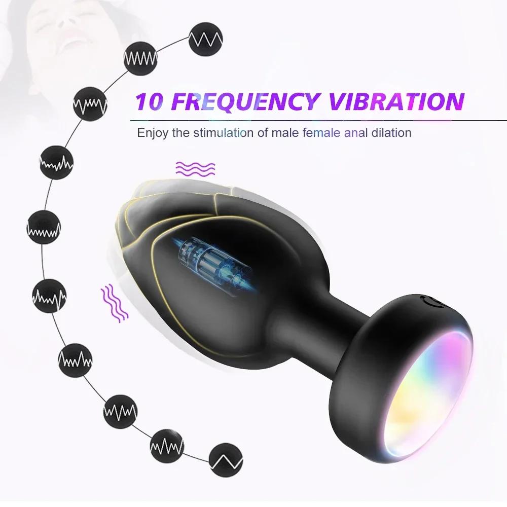 Anal Vibrator Sex Toys For Men Wireless Remote Butt Plug Anal Plug LED Light Male Prostate Massager Vibrating Sex Toys for Women