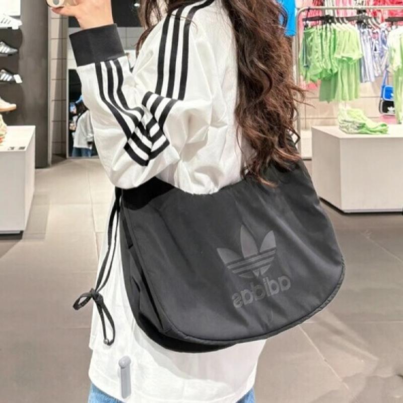 New Adidas Canvas Bag Cloud Bag Handbag Shoulder Bag Medium Size Women's Black JP0145