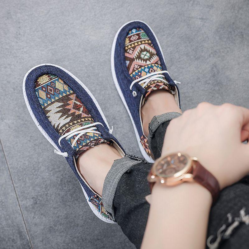 Fashion Men's Casual Shoes Low-Top Espadrilles Printing Flat Summer Sneakers Leisure Common Trends 2025 Price Classic Original Male Shoe