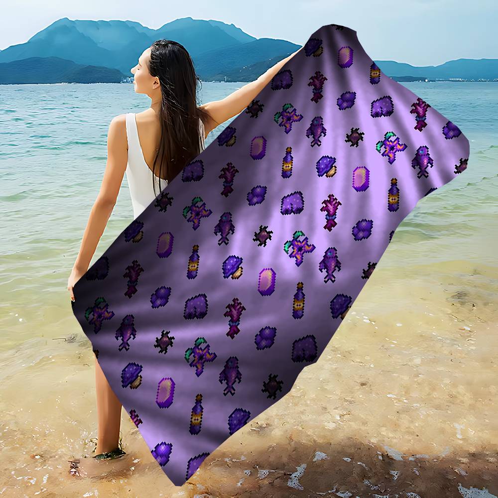 Farming Game S-Stardew V-Valley Beach Towel Colorful Bath Towels for Girl Microfiber Quick Dry Custom Sand Free Beach Yoga Spa