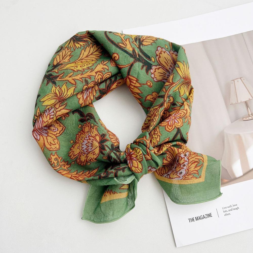 Breathable Cotton Square Scarf Korean Small Scarves Elegant Square Handkerchief  Beach