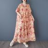 Kortermet Plus size bomull vintage floral nytt i kjoler for kvinner uformell løs lang sommerkjole