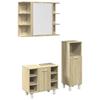 3 Piece Bathroom Furniture Set Sonoma Oak Particleboard
