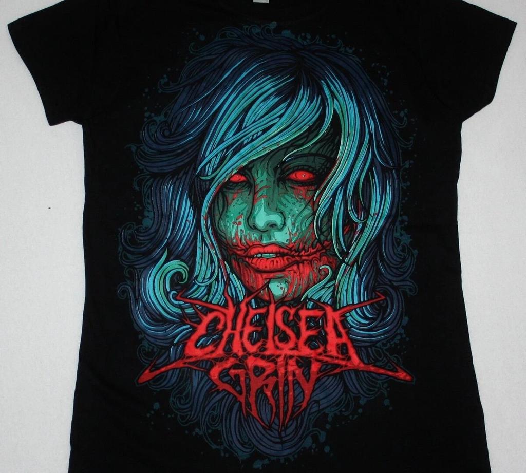 NEW CHELSEA GRIN GIRL FACE BLACK LADY T-SHIRT Unisex NT081 FREE SHIPPING