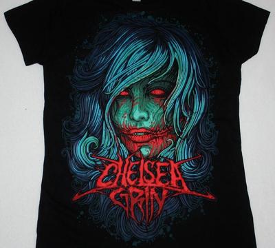 NEW CHELSEA GRIN GIRL FACE BLACK LADY T-SHIRT Unisex NT081 FREE SHIPPING