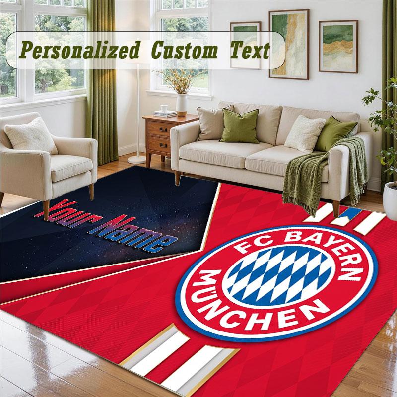 Crystal Velvet Square Rug Custom NameBayern Munich Pattern Non Slip Home Floor Decor Rug