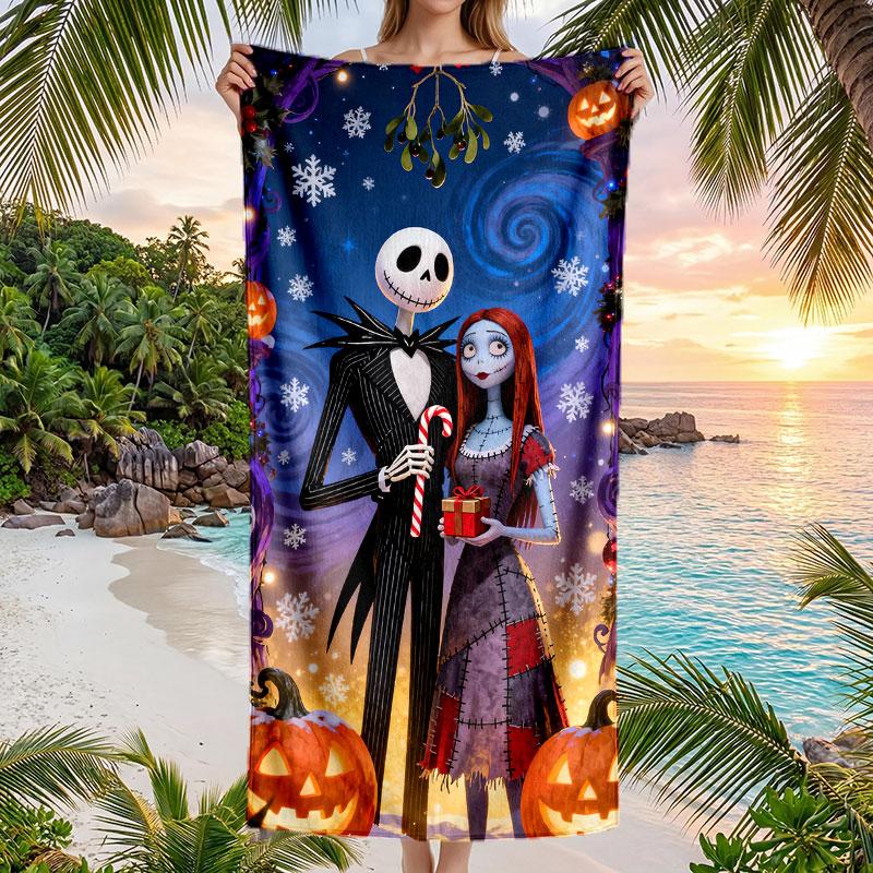 Large Beach Towel Quick Dry Absorbent Towel For Beach IndoorThe Nightmare Before Christmas Jack Sally