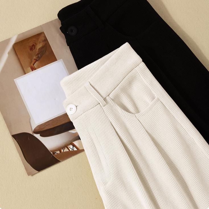 Dimanaf Winter Lange Hosen Damen Cord Gerade Harem Elastisch Uni Winter Taille Locker Neue