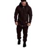 Winter Men's Hooded Fleece Jumpsuit with Solid Color and Color Blocking Casual Workwear Set for Men
