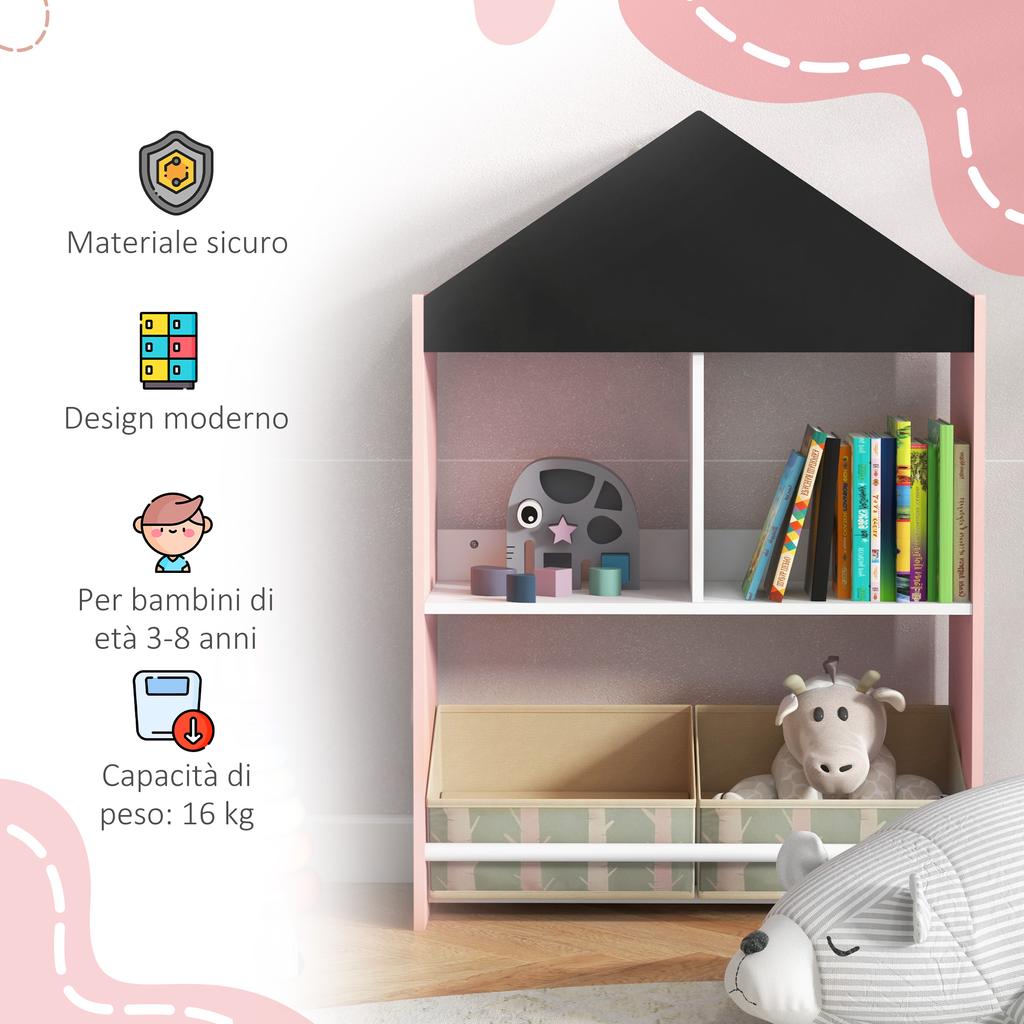 Children's Toy Storage Unit with Removable Shelves and Drawers. Pink