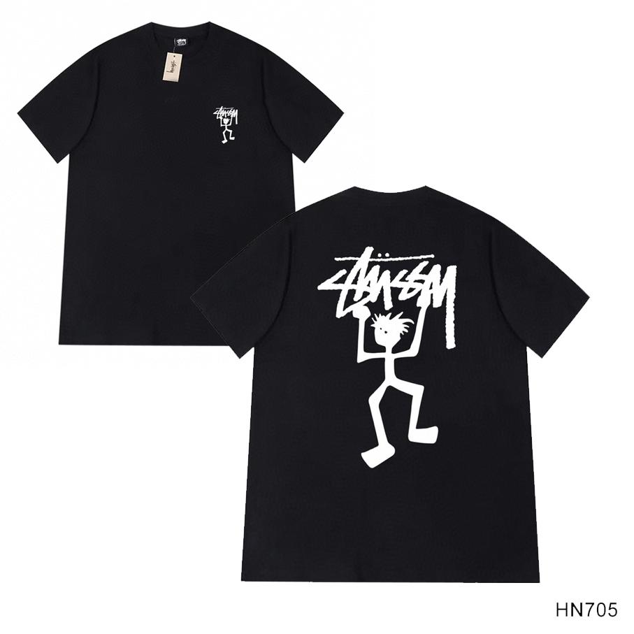 Stussy 2025 Sommer Neues Hochwertiges Rundhals-T-Shirt aus Baumwolle für Männer und Frauen Klassisches Logo mit neuem Musterdruck Paar-T-Shirt