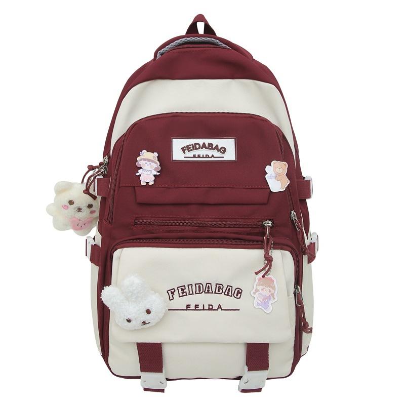 

Шкільний рюкзак Студентки коледжу Рюкзак контрастного кольору Рюкзак молодших школярів Rui Ying Backpack червоний