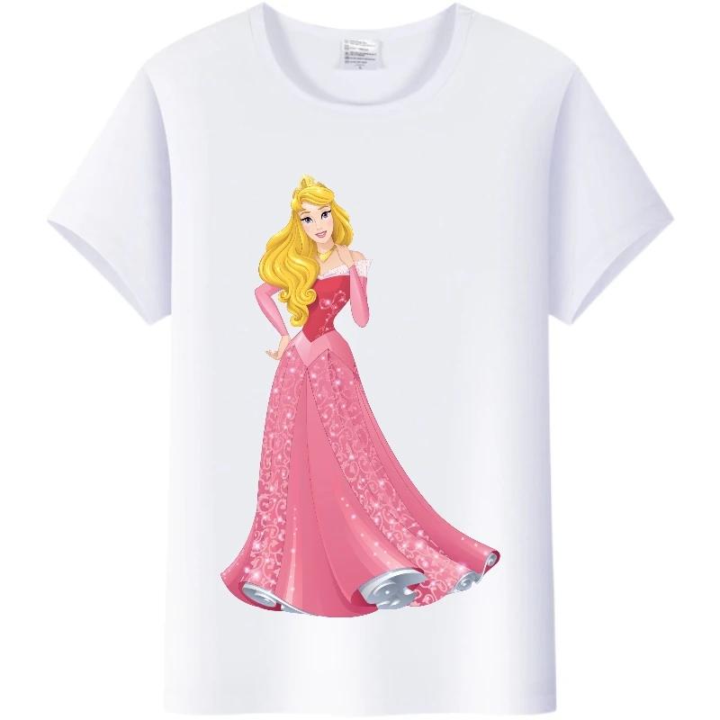 Casual Disney Cartoon Tee Sleeping Beauty Princess Graphics Shirt Women Summer Punk Top Plus Size T-Shirts Clothes Ladies Blouse