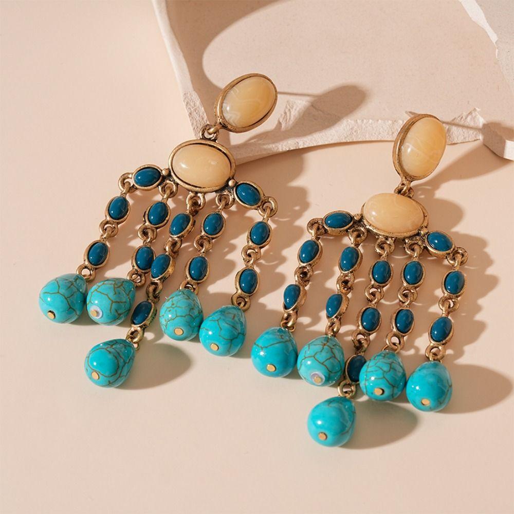 Turquoise Bohemian Turquoise Earrings Bohemia Style Earrings Pendant  Beach