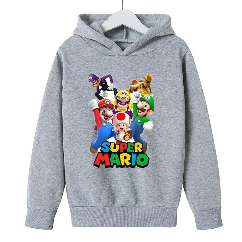 MINISO Girls Game Mario bros Hoodies Kids Baby Child Cartoon Tops Spring Children Long Sleeve Print Sweatshirt Autumn Boys Pullovers