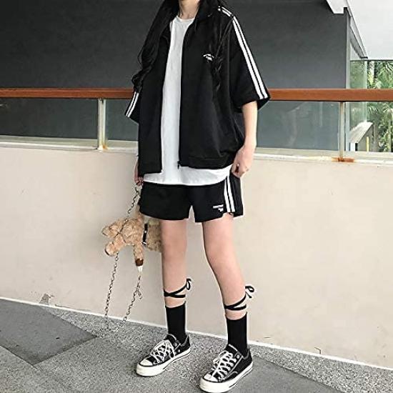 Short Sleeve Tracksuit Set with Loose Perfect for Casual Sports and Plus Sizes D.IIZOO Women's Spring/Summer 2-Piece Shorts, 3/4 Sleeves, Fit,