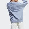 Adidas Logo Print Crew Neck Pullover Sweatshirt Women Tops Blue IC5716