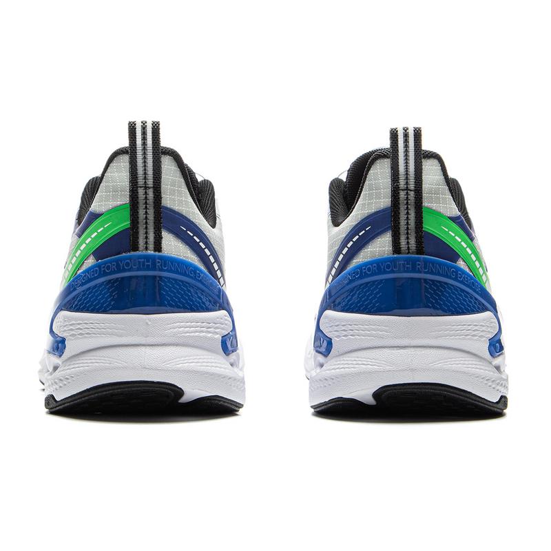 Li Ning Kids PU Versatile Comfortable Non-Slip Wear-Resistant Low-Top Running Shoes Men Running Shoes White Blue Green YKFV040-5
