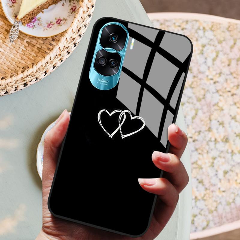 

For Honor 90 Lite Case Cover Tempered Glass Case Hard Marbel Painted Coque Bumper For Honor 90 Pro Honor90 Lite Protect Case For Honor 90 Pro