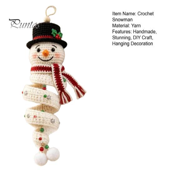 Kit Fai da Te Gancio per Porta Pupazzo di Neve all'Uncinetto Fatto a Mano, Set Decorativo Stagionale Invernale per Decorazione Parete di Natale, Finestra, Festa di Capodanno