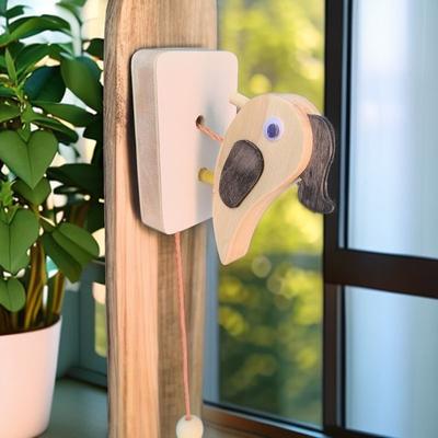 Woodpecker Knocking Doorbell Solid Wood Bird Hand Pulling Rope Ceremony Room Exquisite Ornament Decoration Crafts Home Decor