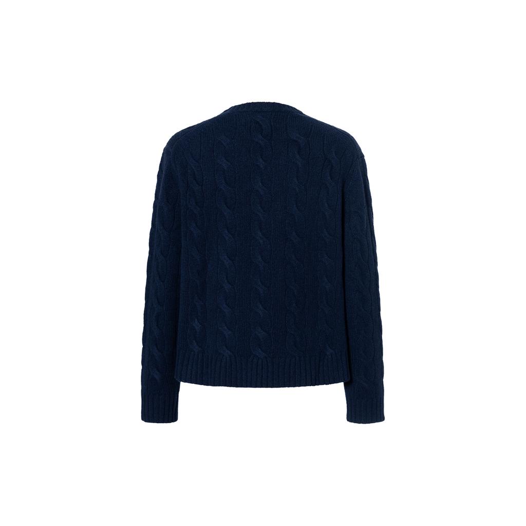Polo Ralph Lauren Cable Knit Ribbed Crew Neck Sweater Women Sweater Navy-Blue 211926543-009