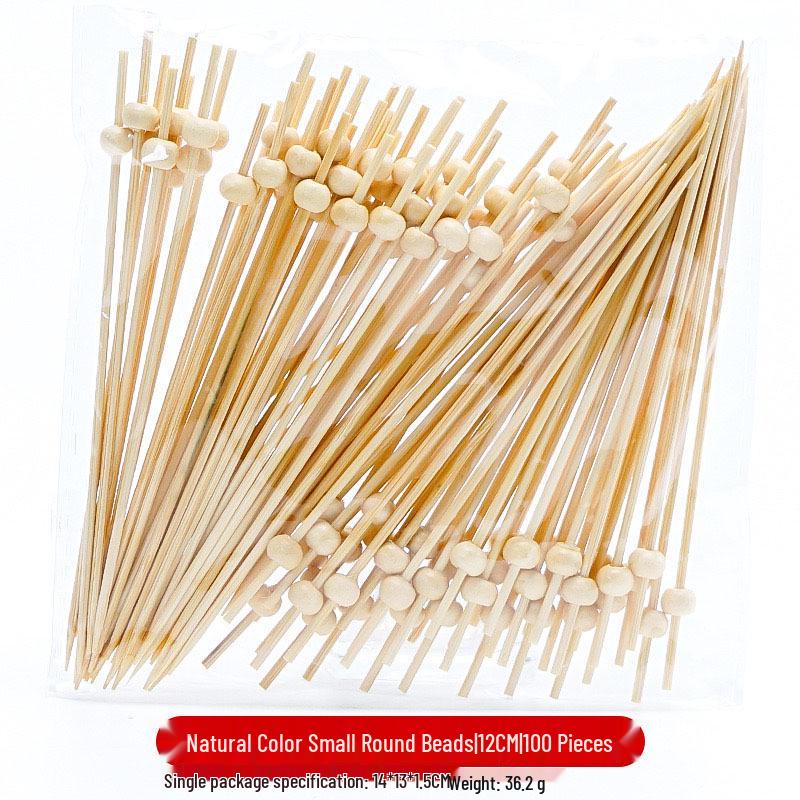 12CM Bamboo Pearl Skewers: Creative Cocktail and Fruit Plate Decor Toothpicks