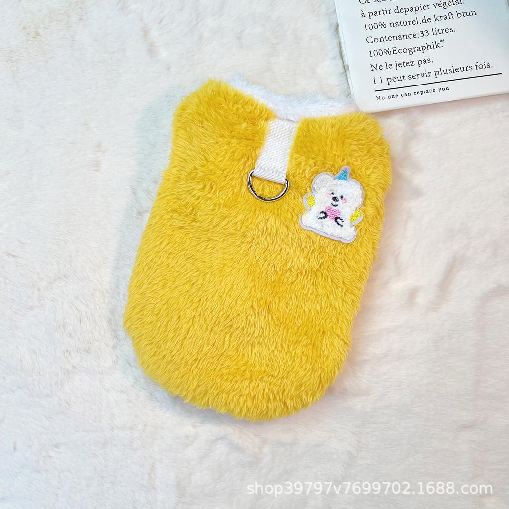 Autumn and winter pet cat clothes dog double-sided velvet thickened thermal vest with traction buckle to prevent hair loss small dog