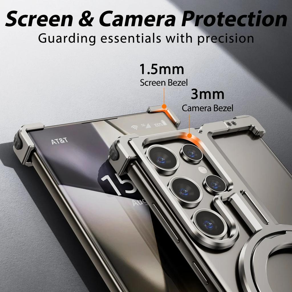 For Samsung Galaxy S25 S24 Ultra Plus Galaxy Metal Bumper Ring Stand Magnetic Phone Case With Finger Ring Holder Phone Cover
